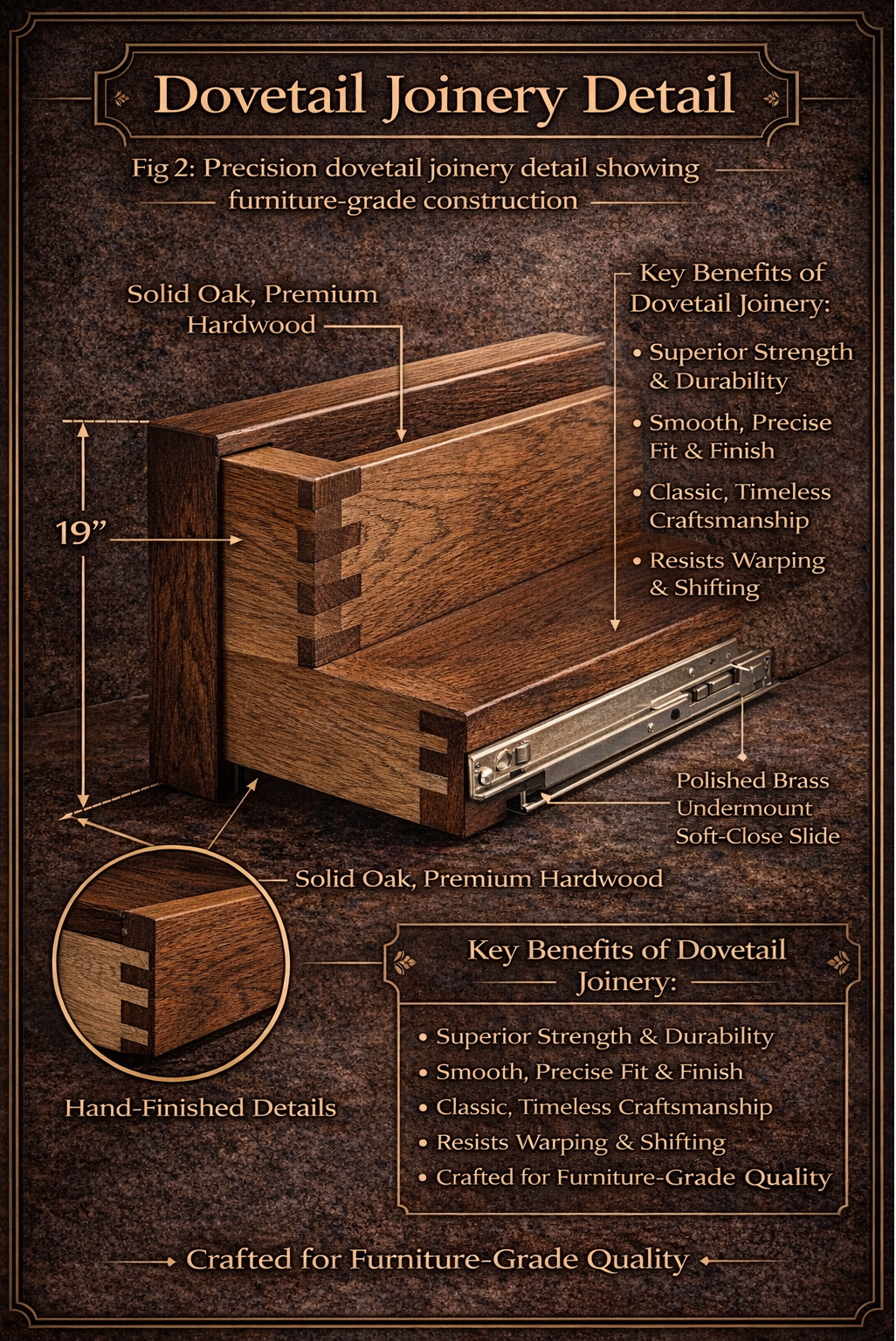 Dovetail joinery detail